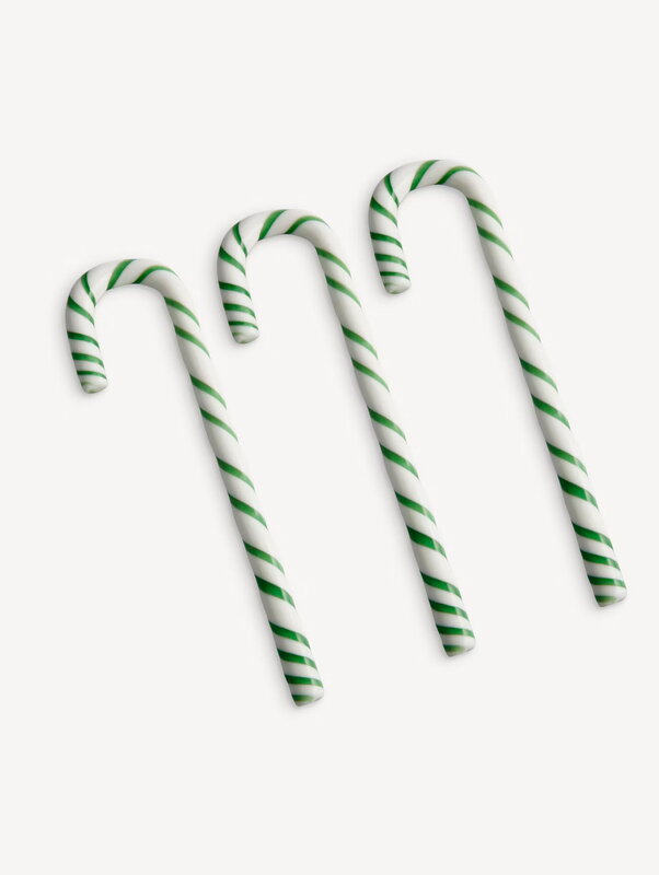 Kosta Boda Polka candy cane glass ornament, 170 mm, 3 pcs, white - green, extra image