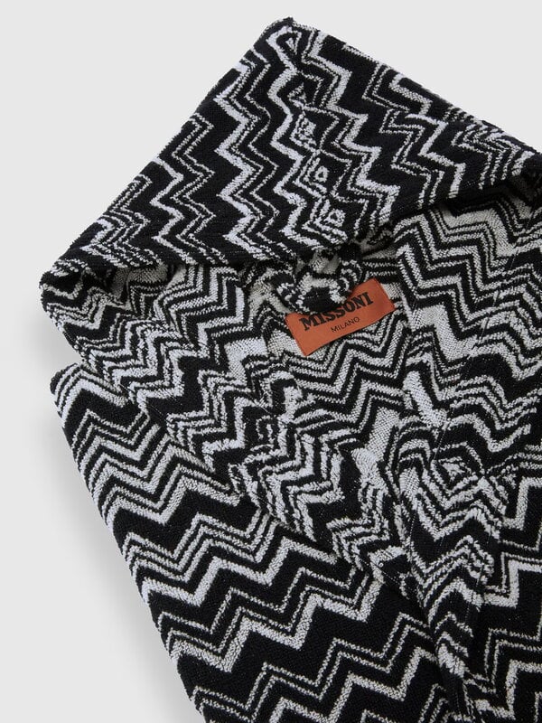 Missoni Home Bata de baño con capucha Keith, 601 negro y blanco, imagen extra