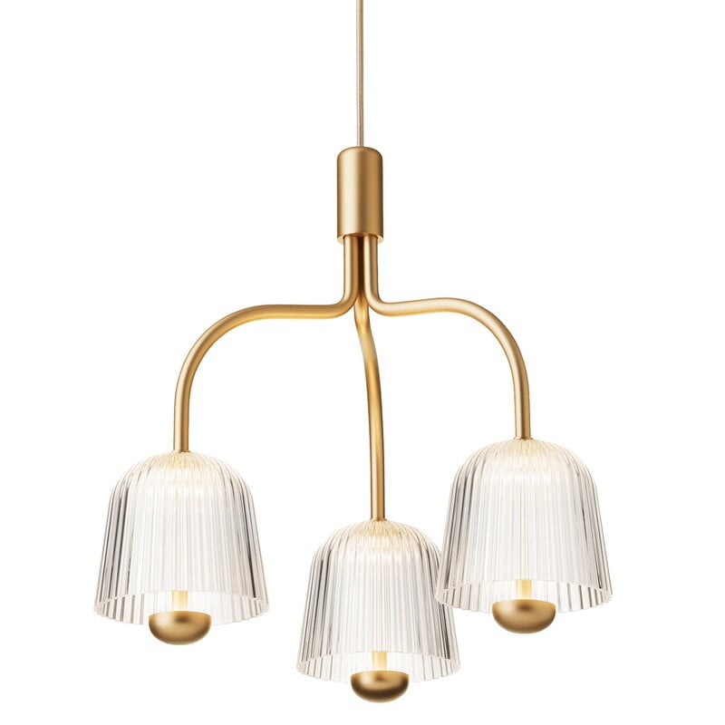 Nuura Lampada a sospensione Asteea 3, ottone satinato - vetro ondulato, immagine extra Nuura Lampada a sospensione Asteea 3, ottone satinato - vetro ondulato, immagine extra