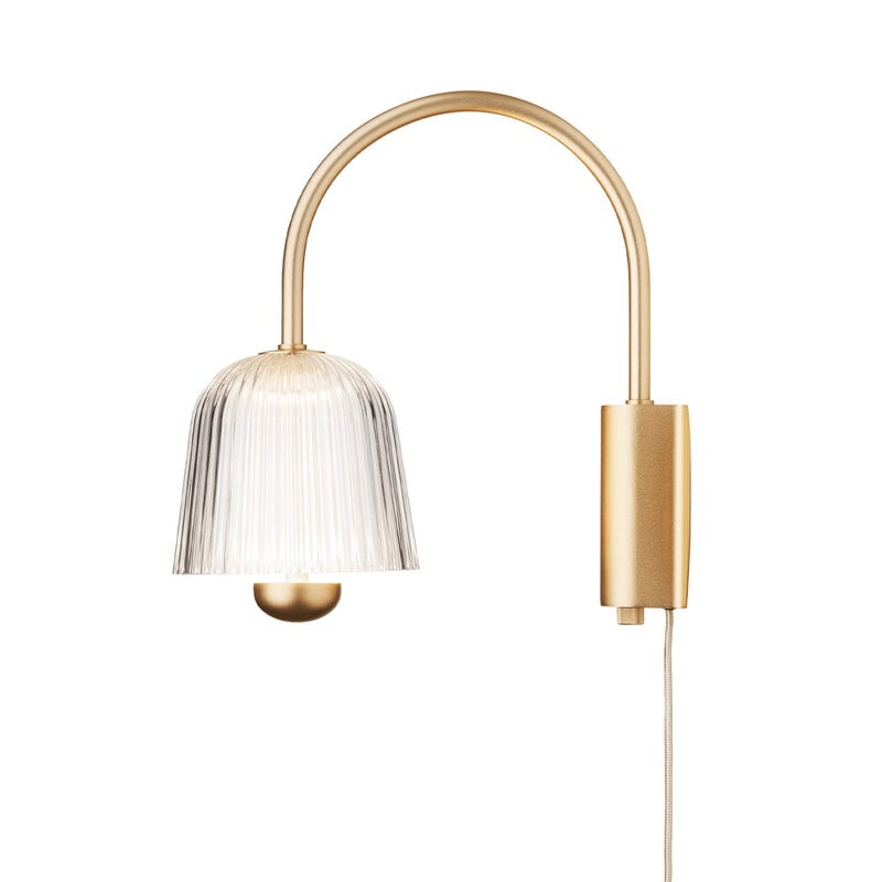 Nuura Asteea wall lamp, satin brass - ripple clear, extra image