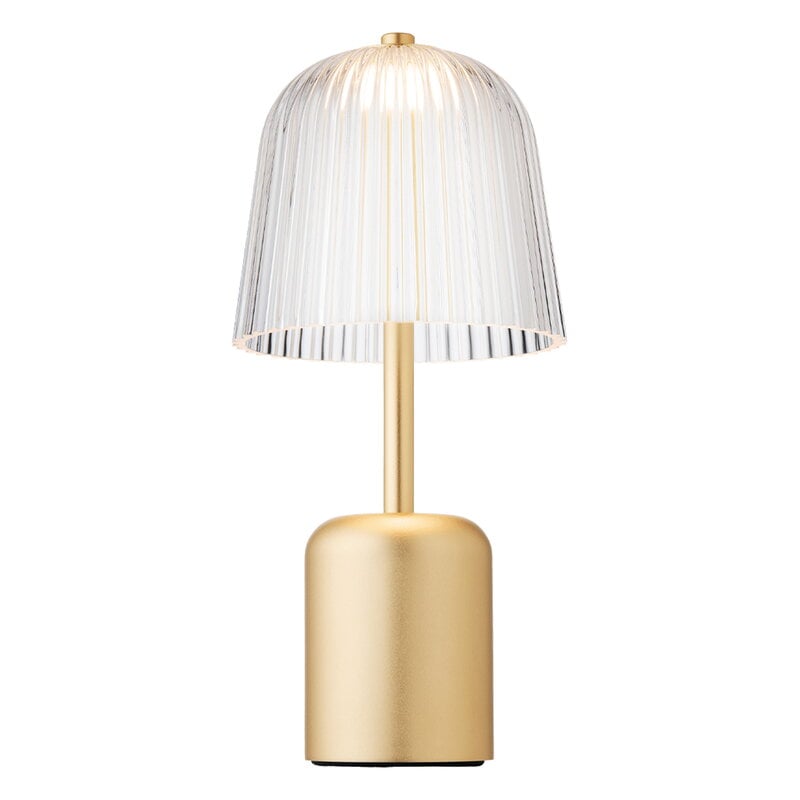 Nuura Asteea portable table lamp, satin brass - ripple clear, extra image