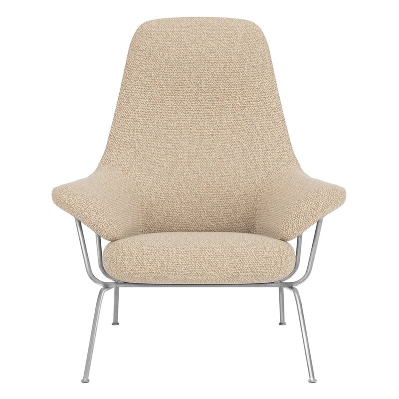 Hem Hai lounge chair, brushed stainless steel - Eggshell, view 5