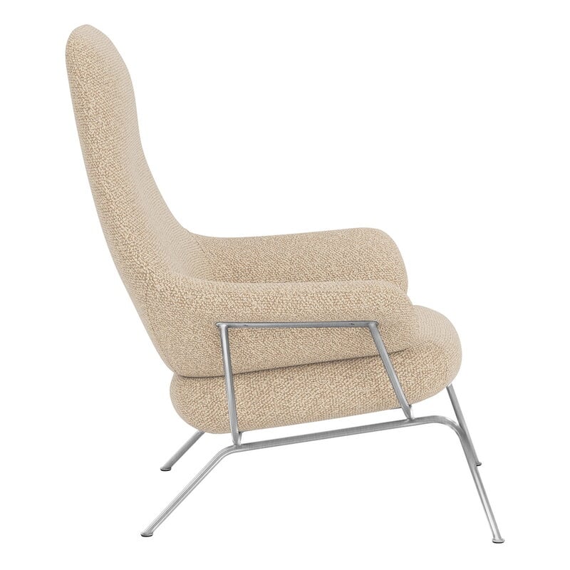 Hem Hai lounge chair, brushed stainless steel - Eggshell, view 3