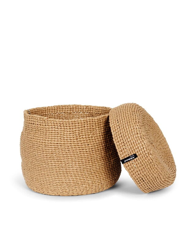 Mifuko Kiondo basket with lid, M, brown, view 5