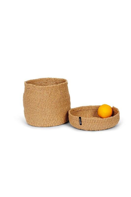 Mifuko Kiondo basket with lid, M, brown, view 3