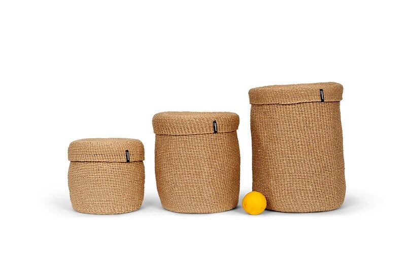 Mifuko Kiondo basket with lid, M, brown, view 7