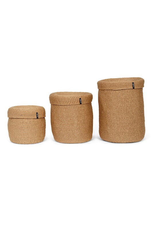 Mifuko Kiondo basket with lid, M, brown, view 6