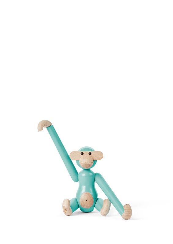 Kay Bojesen Denmark Wooden monkey, mini, turquoise, extra image