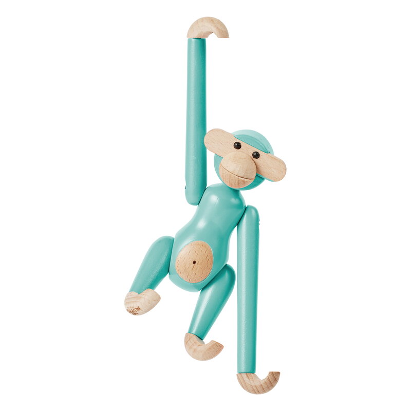 Kay Bojesen Denmark Wooden monkey, mini, turquoise, extra image
