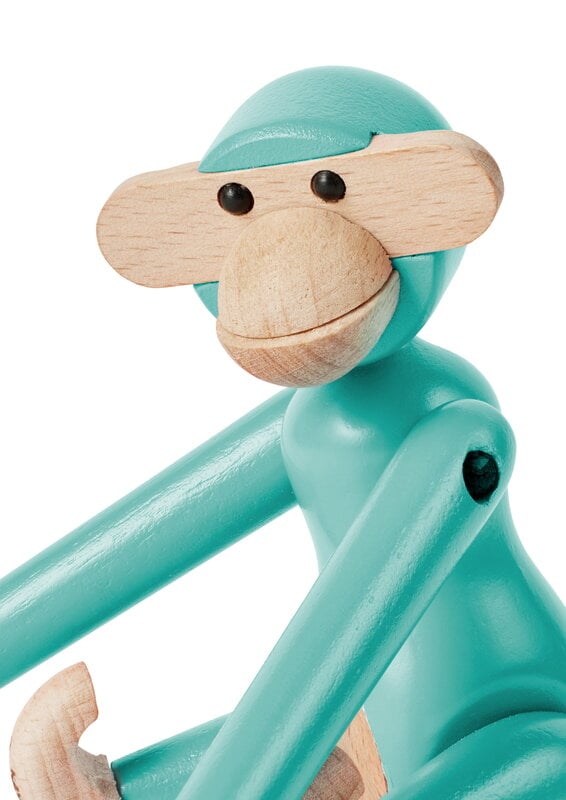 Kay Bojesen Denmark Wooden monkey, mini, turquoise, extra image