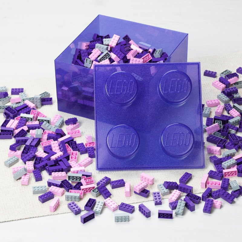 Room Copenhagen Lego Storage Brick 4 Top Lid, glitter violet, extra image