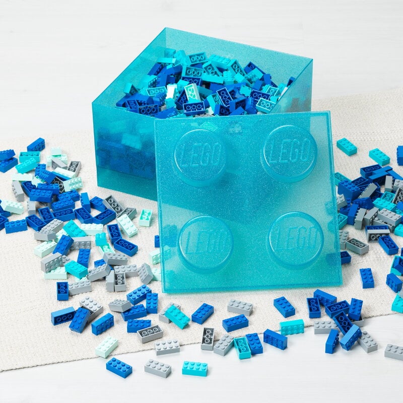 Room Copenhagen Lego Storage Brick 4 Top Deckel, glitzerndes Hellblau, extrabild