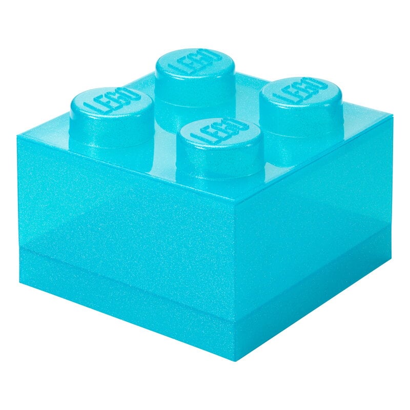 Room Copenhagen Lego Storage Brick 4 Top Deckel, glitzerndes Hellblau, extrabild