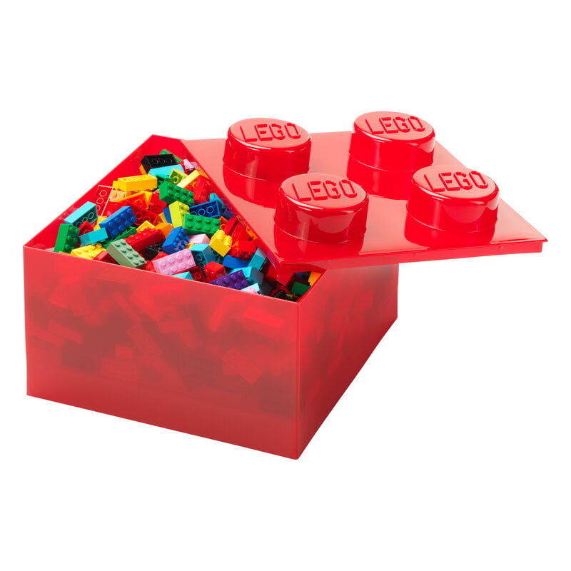 Room Copenhagen Lego Storage Brick 4 Top Lid, translucent red, extra image