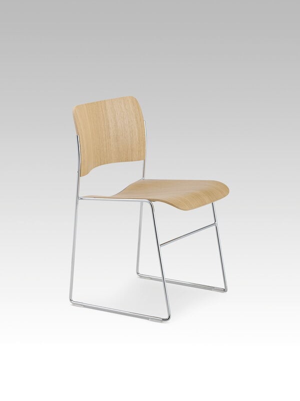 HOWE 40/4 side chair, stackable sled base, chrome - oak veneer, view 8