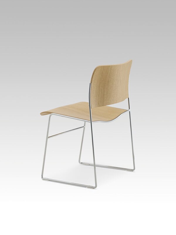 HOWE 40/4 side chair, stackable sled base, chrome - oak veneer, view 3
