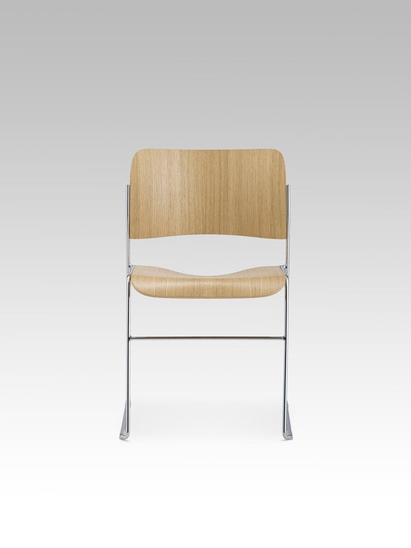 HOWE 40/4 side chair, stackable sled base, chrome - oak veneer, view 4