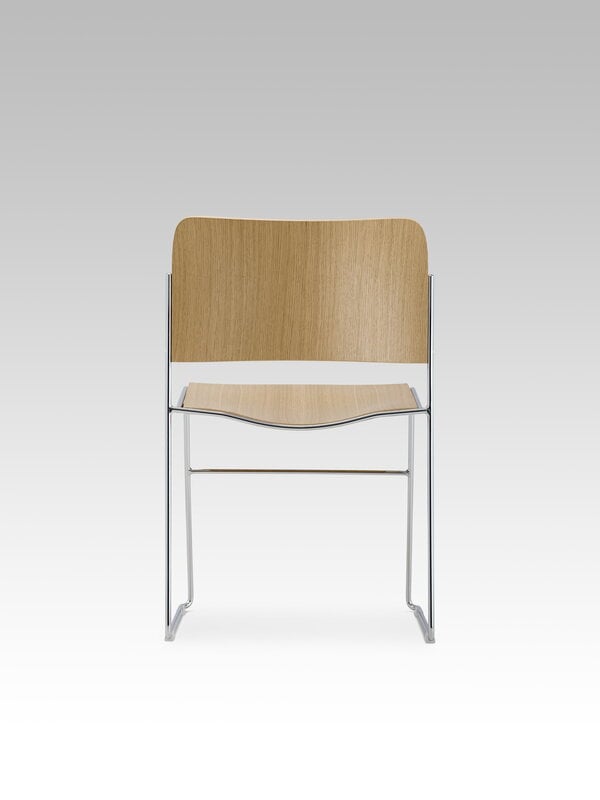 HOWE 40/4 side chair, stackable sled base, chrome - oak veneer, view 5