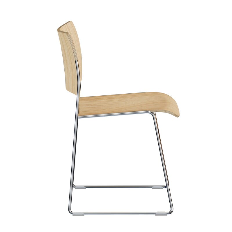 HOWE 40/4 side chair, stackable sled base, chrome - oak veneer, view 6