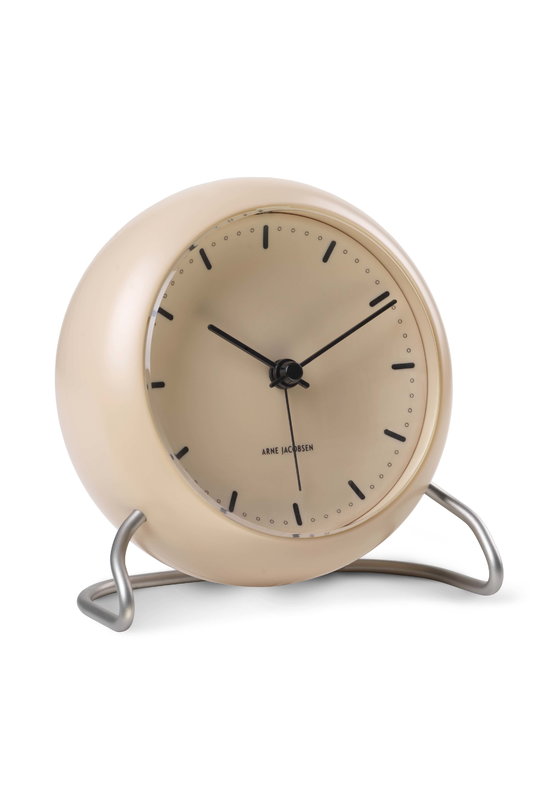 Arne Jacobsen AJ City Hall table clock with alarm, sandy beige 