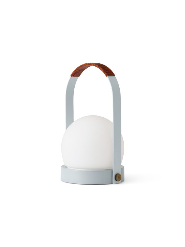 Audo Copenhagen Carrie lampe de table portable, Anniv. Ed., IP44, acier, bleu lin - cuir, image extra