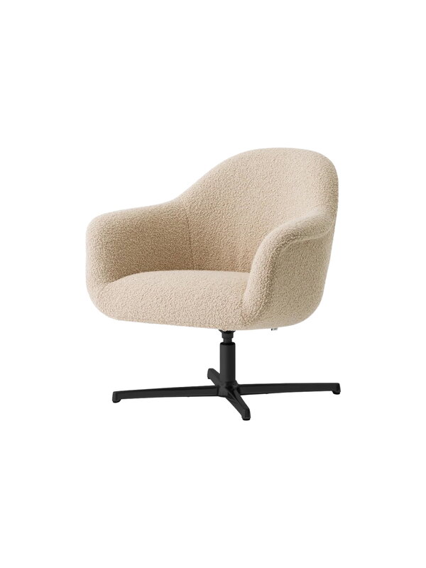 Audo Copenhagen Harbour lounge chair, swivel with return black - Baena 15 beige, extra image