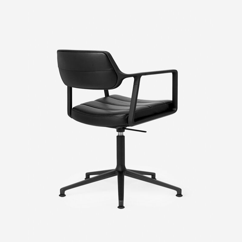 Vipp 453+ Swivel chair, black frame - black leather, with gliders, extra image