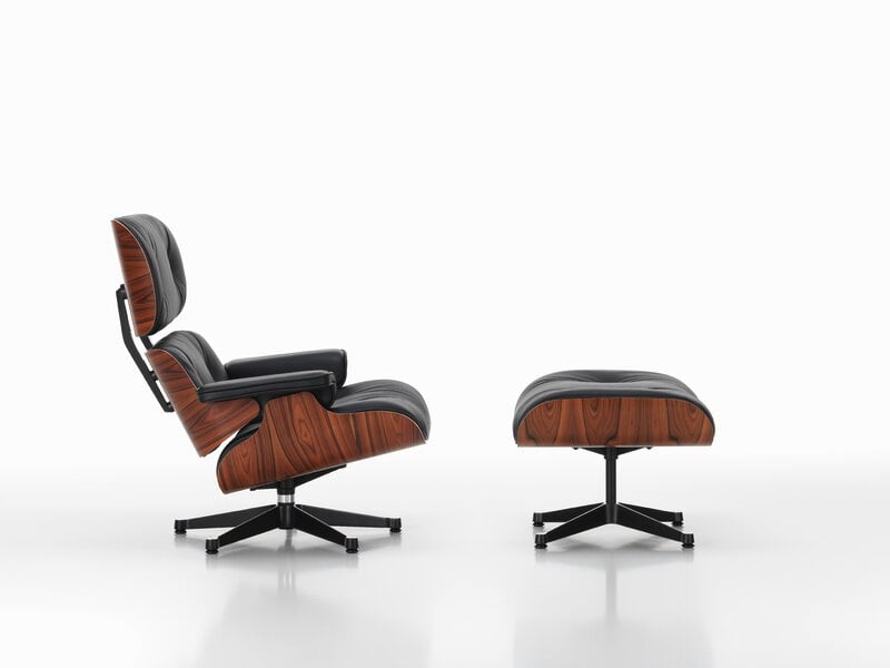 Vitra Poltrona e poggiapiedi Eames, dimens. nuove, palissandro - Premium F nero, immagine extra