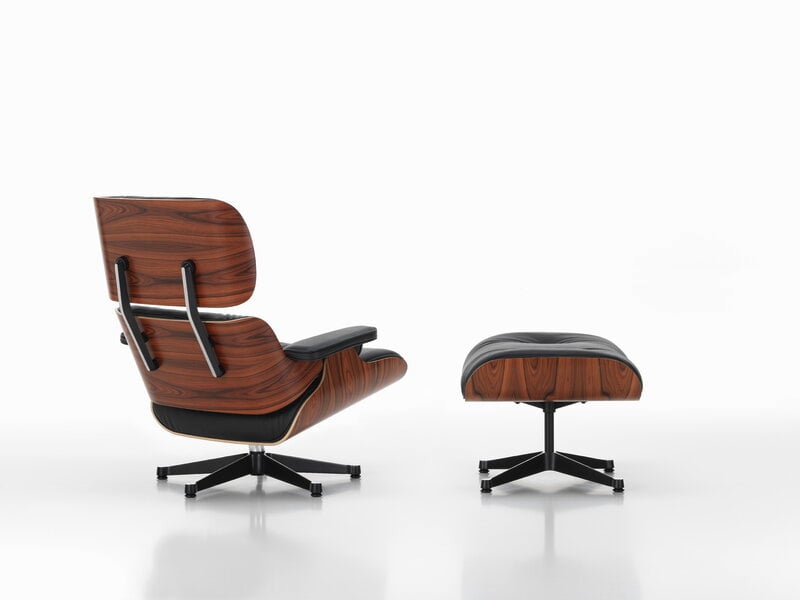Vitra Poltrona e poggiapiedi Eames, dimens. nuove, palissandro - Premium F nero, immagine extra