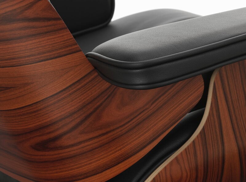 Vitra Poltrona e poggiapiedi Eames, dimens. nuove, palissandro - Premium F nero, immagine extra