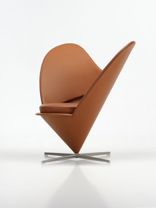 Vitra Heart Cone Chair poltrona lounge, acciaio - Leather Premium F 97 cognac, immagine extra