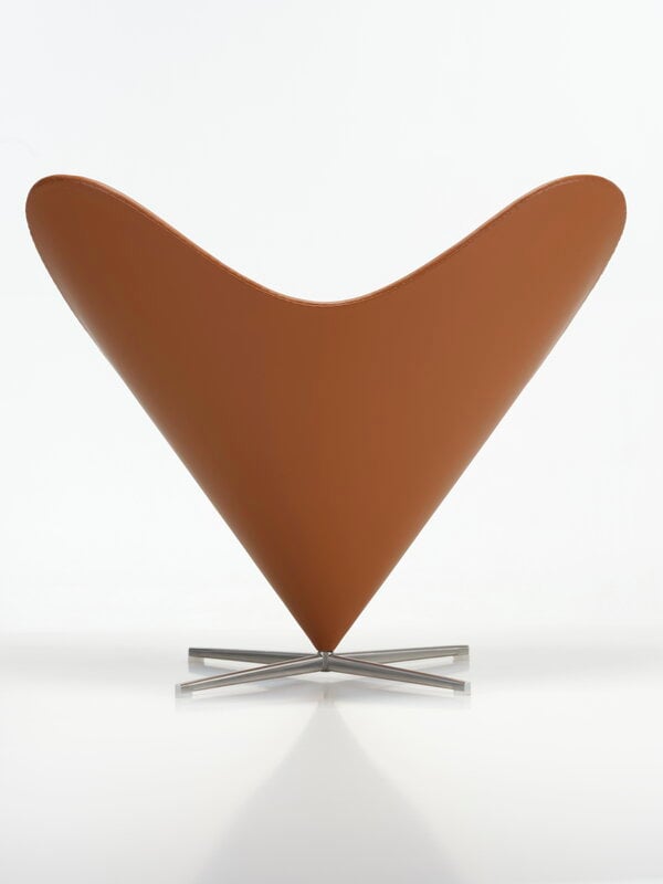 Vitra Heart Cone Chair poltrona lounge, acciaio - Leather Premium F 97 cognac, immagine extra