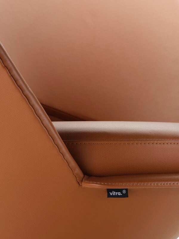 Vitra Heart Cone Chair poltrona lounge, acciaio - Leather Premium F 97 cognac, immagine extra