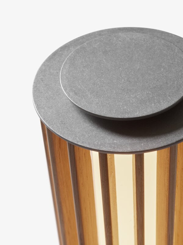 &Tradition Numbra TY3 portable lamp, tumbled aluminium - lacquered oak, view 3