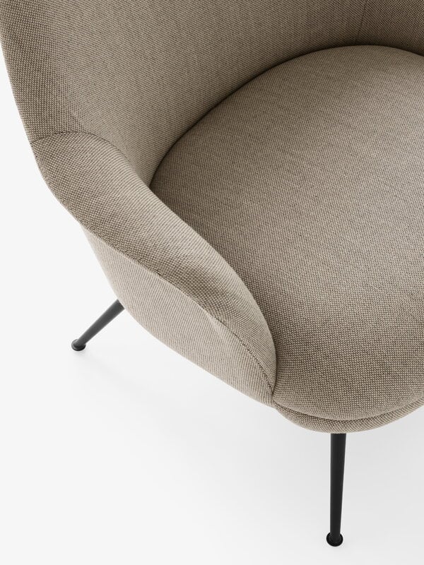 &Tradition Poltrona lounge Rely HW140, base tubolare, alta, nera - Re-wool 0218, vista 2