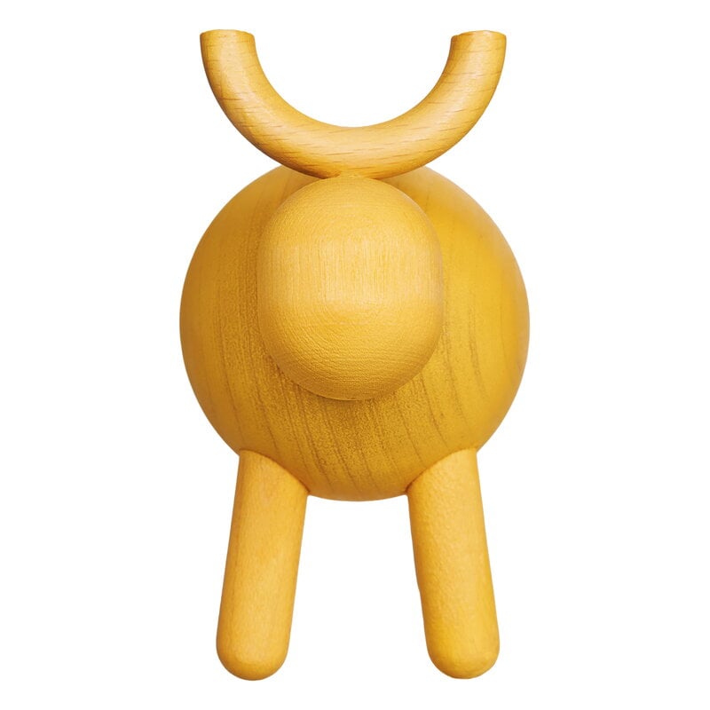 Aarikka Chinese Zodiac Ox wooden sculpture, yellow, view 3
