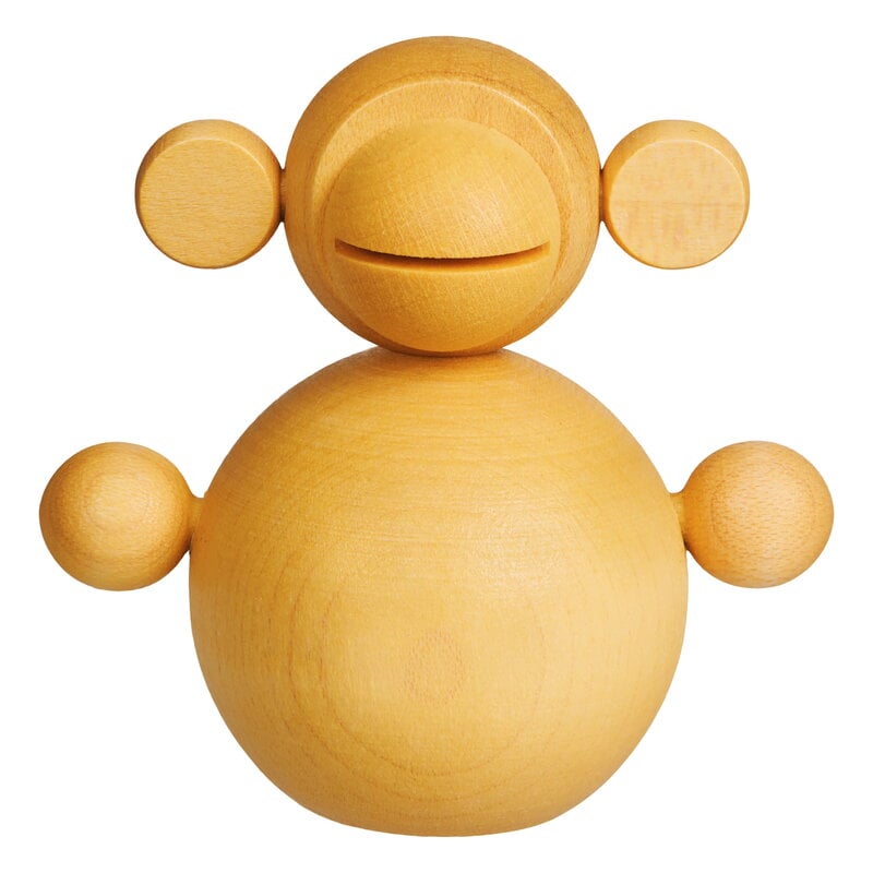 Aarikka Chinese Zodiac Monkey wooden sculpture, yellow, view 3