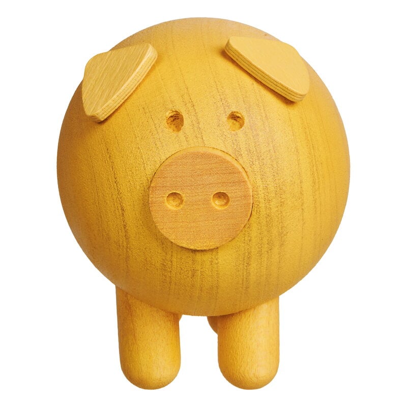 Aarikka Chinese Zodiac Pig wooden sculpture, yellow, view 3