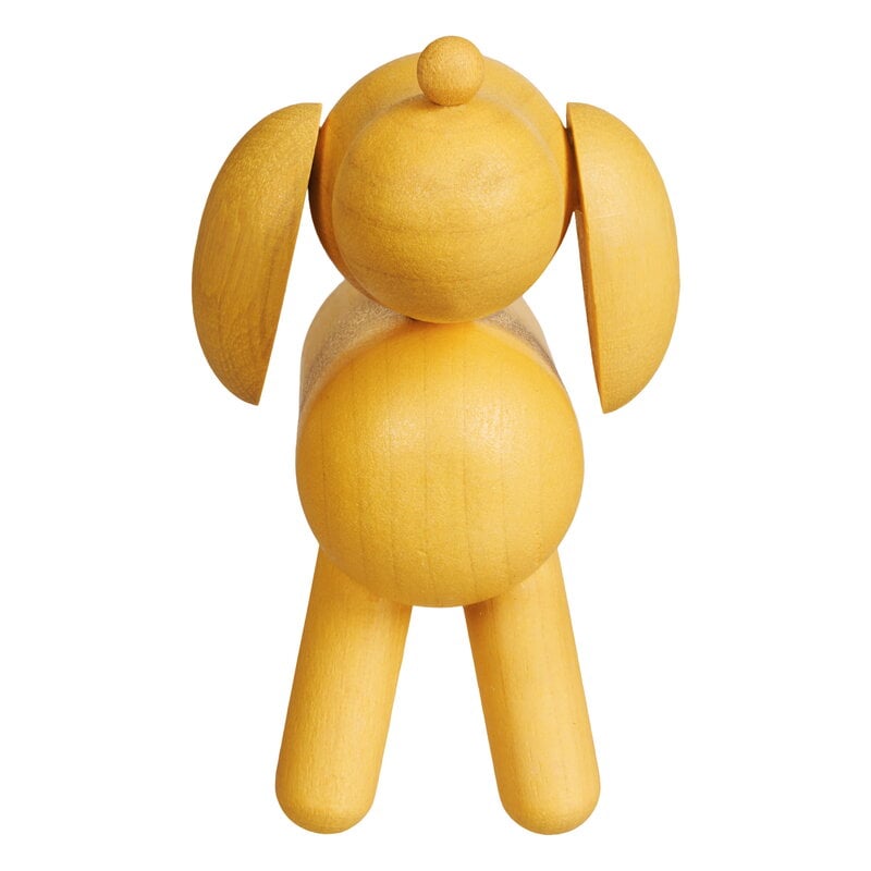 Aarikka Scultura in legno del Cane dello zodiaco cinese, gialla, vista 3