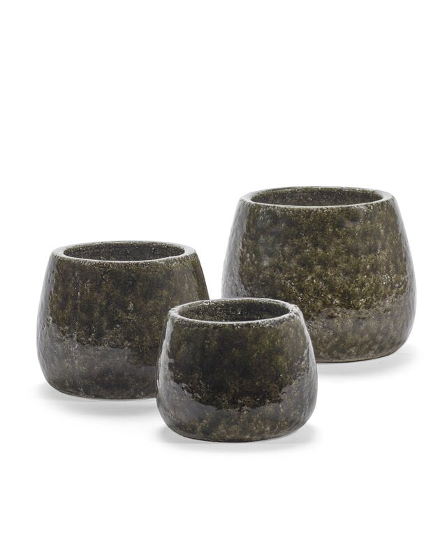 Serax Glazed Shades 01 kukkaruukku, L, tummanvihreä, näkymä 2