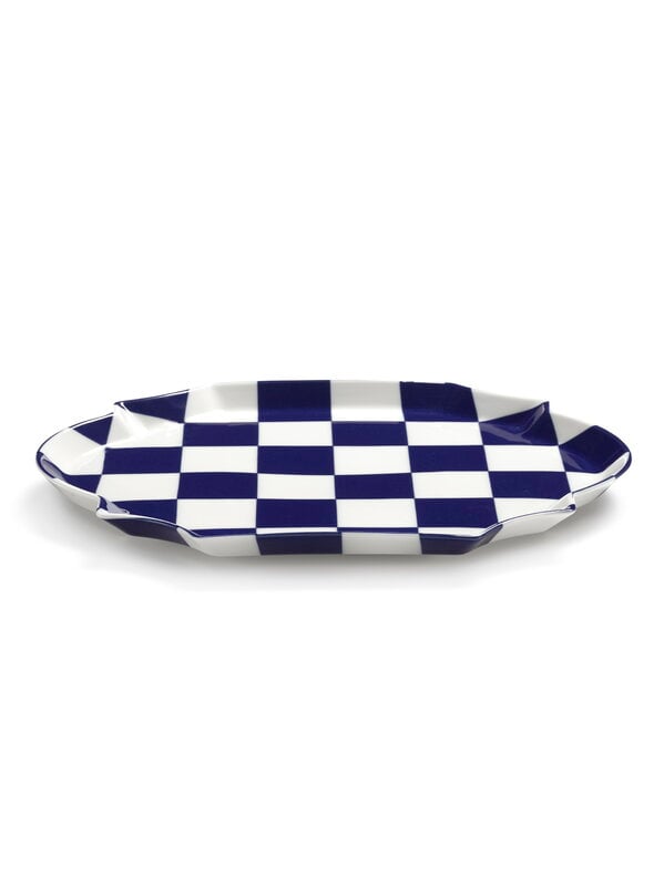 Serax Fête des Bêtes oval serving plate, blue - white, view 4