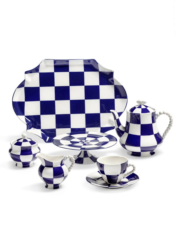 Serax Fête des Bêtes oval serving plate, blue - white, view 6