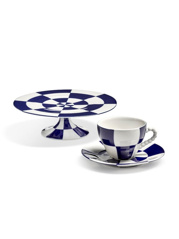 Serax Fête des Bêtes cake stand, blue - white, view 7