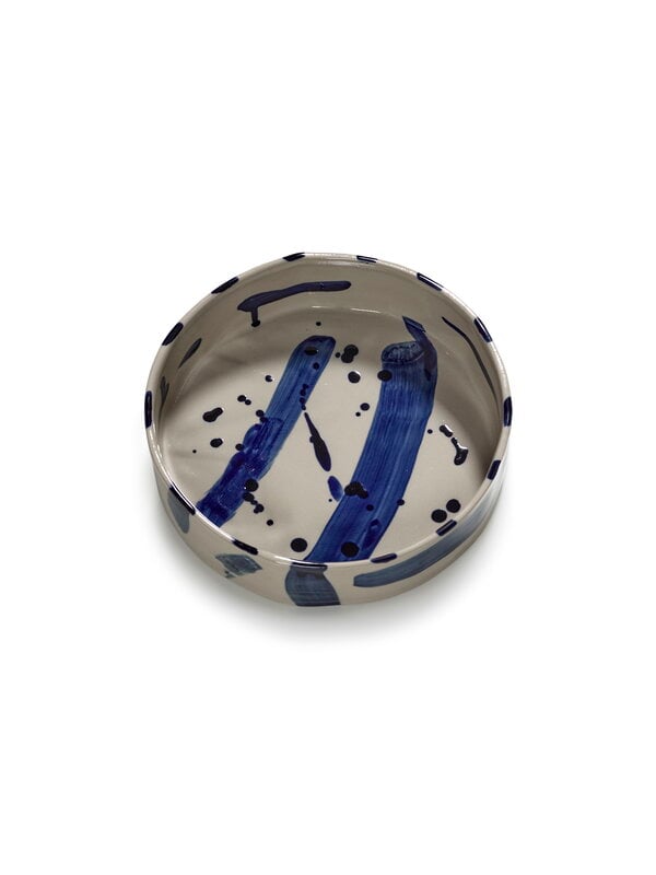 Serax Sophia deep round serving plate, beige - blue, view 5