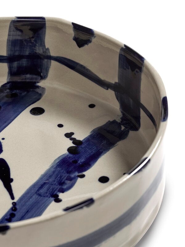 Serax Sophia deep round serving plate, beige - blue, view 3