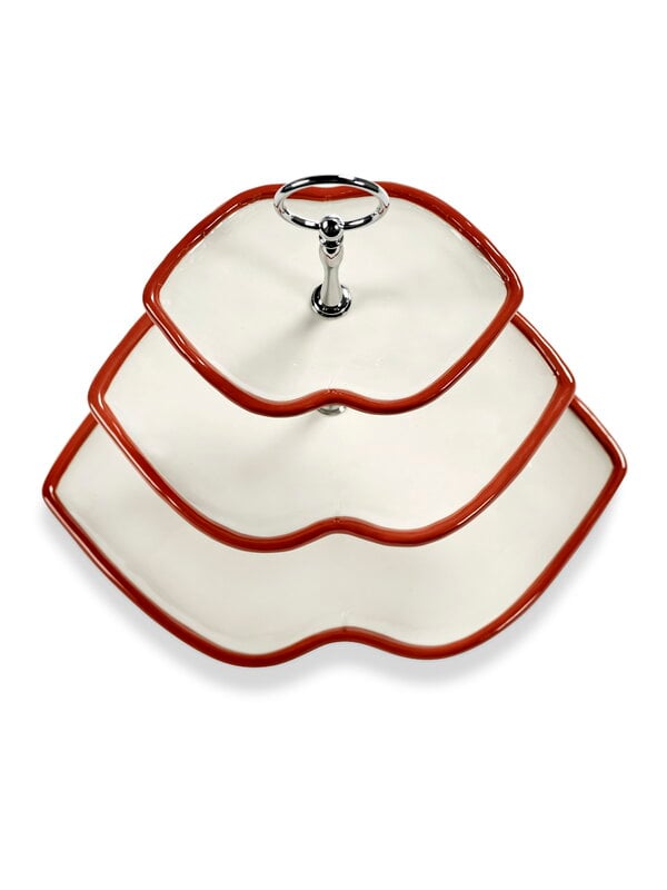 Serax Lips cake stand, three-tier, white - red, view 5