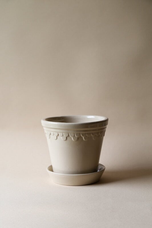 Bergs Potter Københavner maceta con plato, gres esmaltado color arena, imagen extra