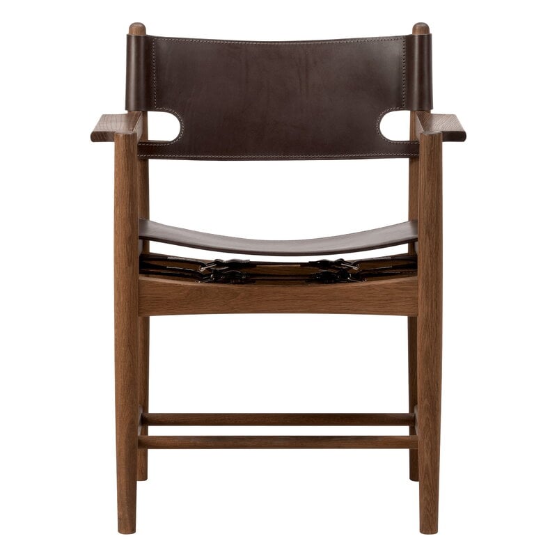 Fredericia The Spanish Dining armchair, dark brown saddle leather - smoked oak, view 2