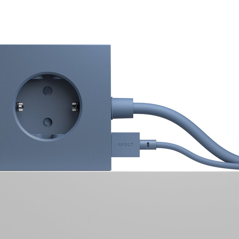 Avolt - Prise murale Square 2 avec port USB-C - Bleu