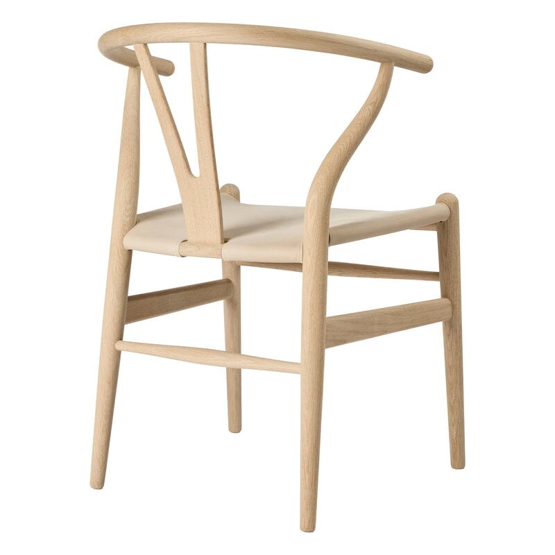 Carl Hansen & Søn CH24P Wishbone sedia, rovere insaponato - pelle Terra color sabbia, vista 3